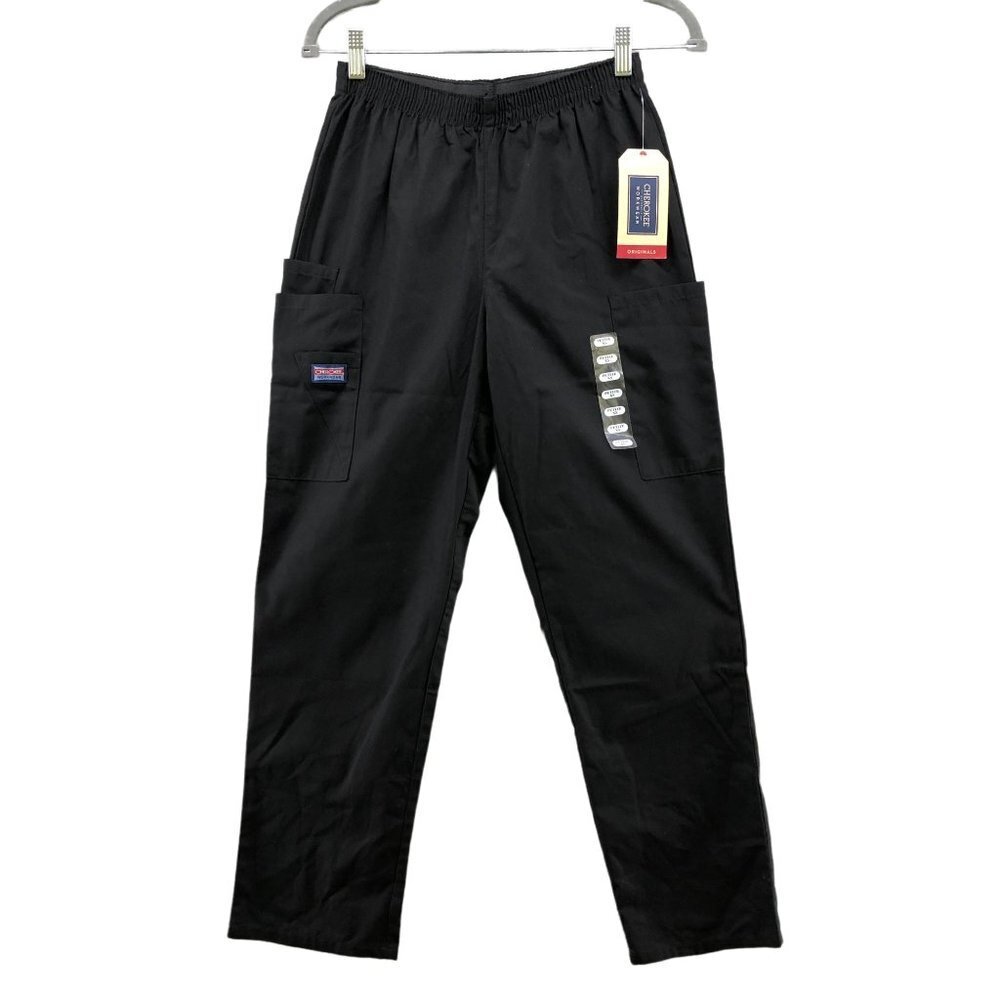 NWT Cherokee Utility Scrub Pants Black Womens XSP XS Petite Uniform Workwear